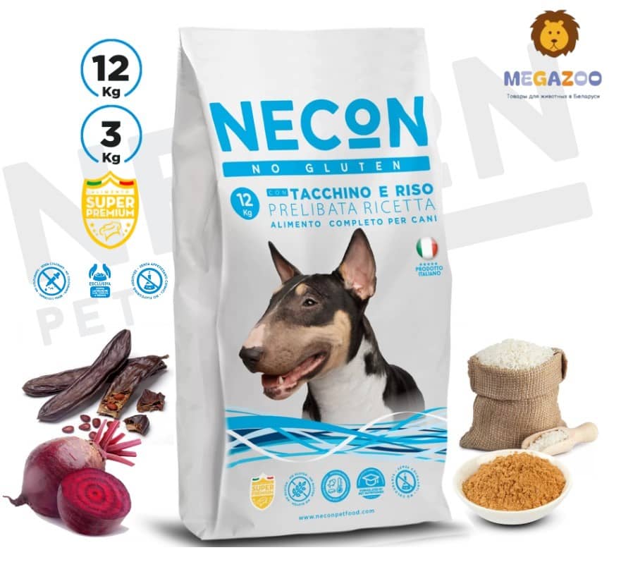 Сухой рацион для собак Necon Prelibata Adult (индейка, рис) 