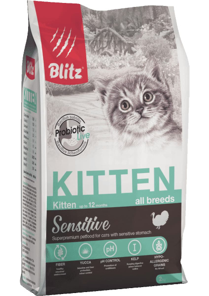 Сухой корм для котят Blitz Sensitive Kitten All Breeds (индейка)