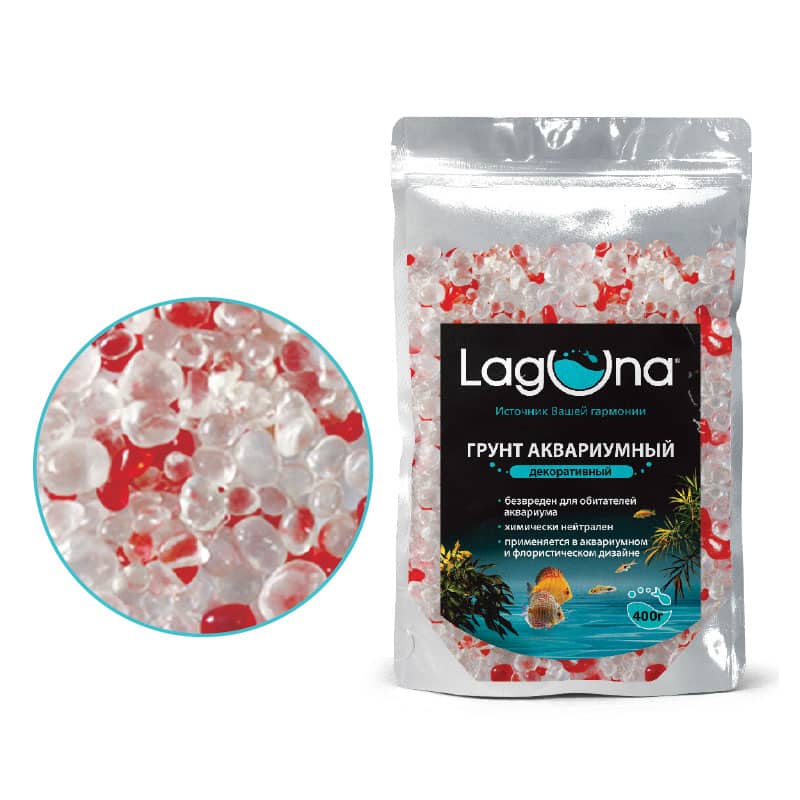 Грунт для аквариума акриловый Laguna 400 г белый/красный (73904019)