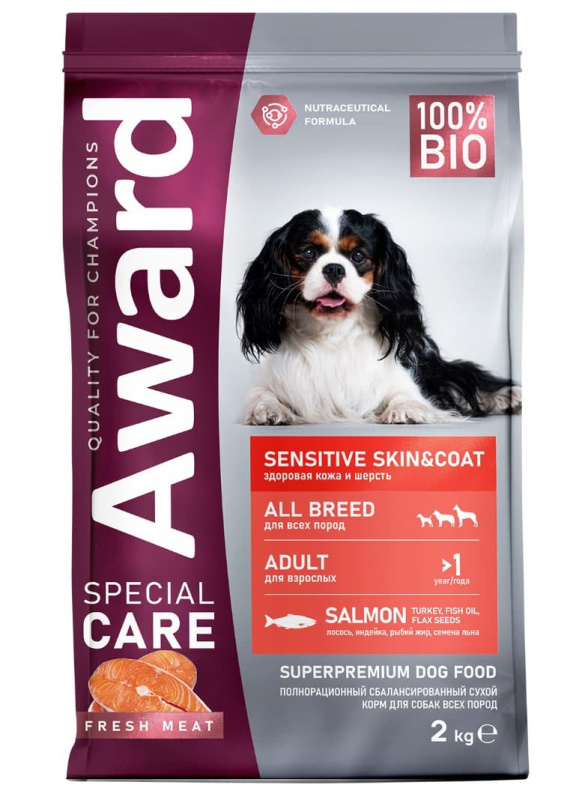 Каталог Сухой корм для собак Award Special Care Sensitive Skin&Coat Adult Dog (лосось) для собак