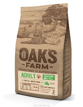 Каталог Сухой корм для собак OAK'S FARM Grain Free Adult All Breed Dogs (домашняя птица) для собак