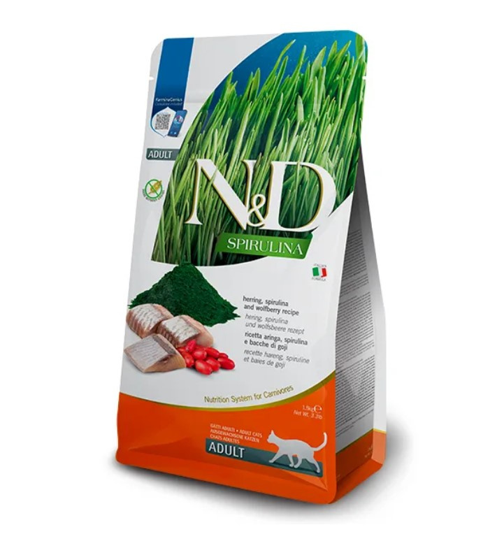 Сухой корм для кошек Farmina N&D Spirulina Adult Cat (сельдь,спирулина, ягоды годжи)