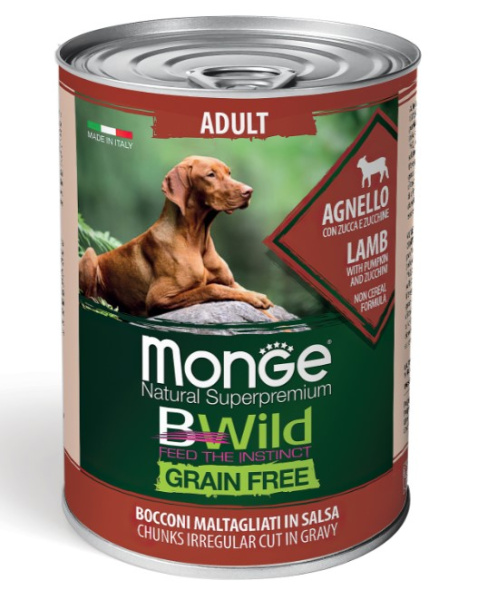Консервы для собак Monge BWild GF Dog Adult All Breeds Lamb (ягненок,тыква)