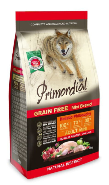 Каталог Сухой корм для собак Primordial Dog Adult Mini (утка, перепел) для собак