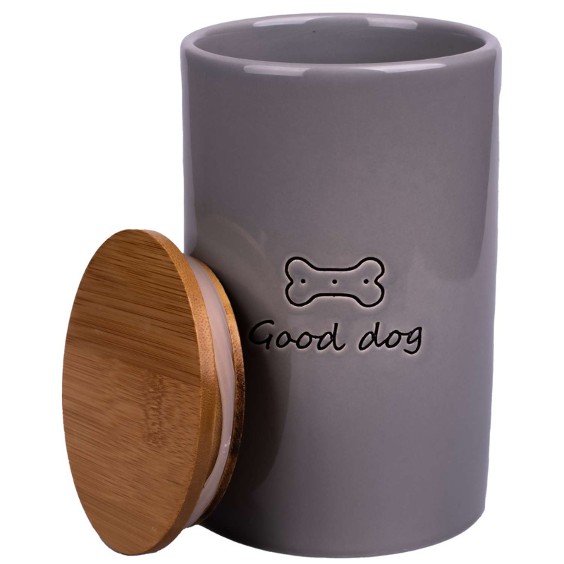 Mr.Kranch Бокс керамический для хранения корма собак GOOD DOG 850 мл, серый
