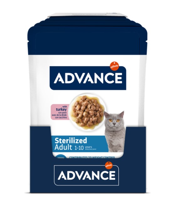 Влажный корм для кошек Advance Adult Cat кусочки нежной индейки в соусе