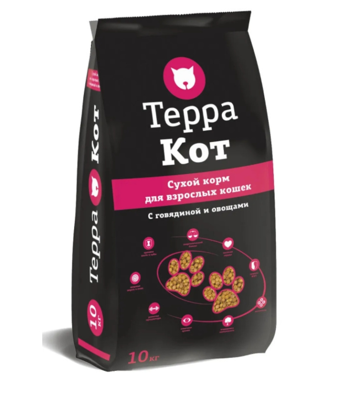 Сухой корм для кошек Терра Кот (говядина и овощи)