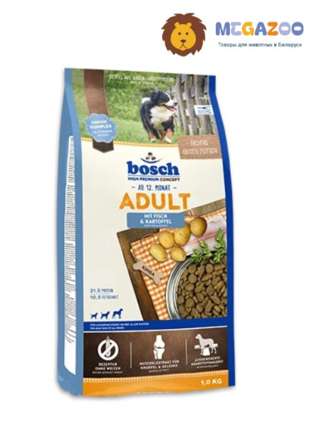 Сухой рацион для собак Bosch Adult (рыба с картофелем)