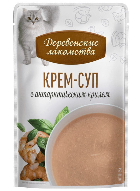 Крем-суп для кошек с антарктическим крилем "Деревенские лакомства"
