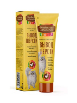 Паста для вывода шерсти со вкусом курицы Вита Деревенские лакомства