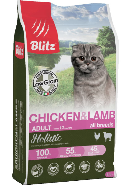 Сухой корм для кошек Blitz Holistic Cat All Breeds (курица, ягненок)