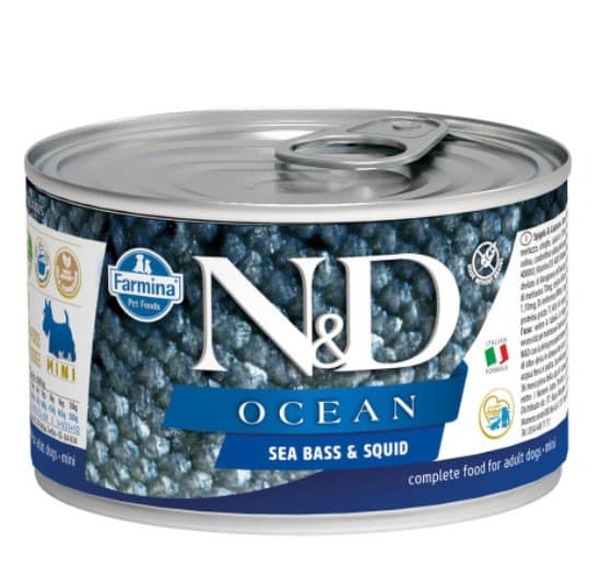 Консервы для собак Farmina N&D Dog OCEAN Sea bass & squid Mini (сибас, кальмар)