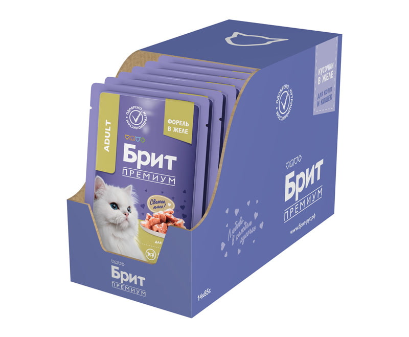 Влажный корм для кошек Brit Premium Cat (форель в желе)