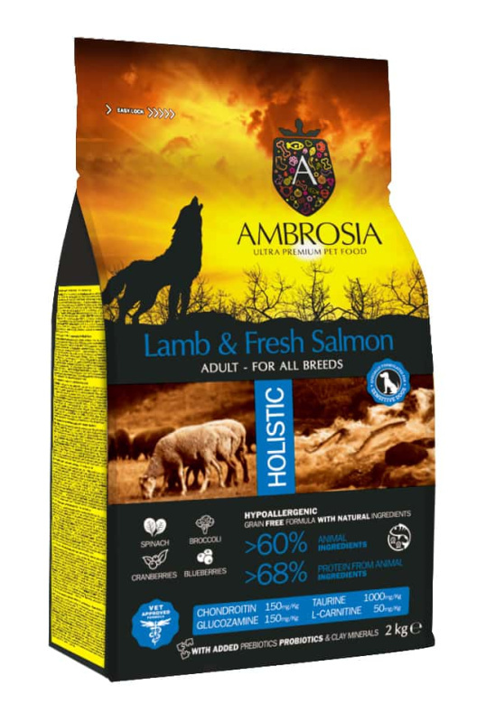 Сухой корм для собак Ambrosia Grain Free Dog Adult All Breed (ягненок, лосось)