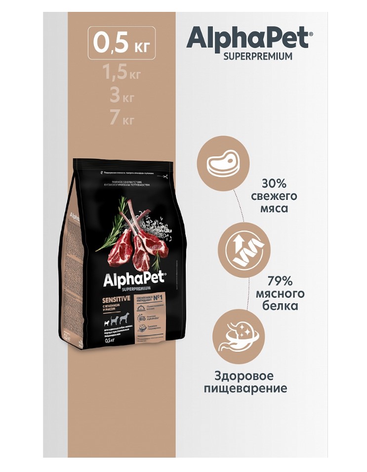 Сухой корм для собак мелких пород AlphaPet Superpremium Adult Dog Small (ягненок, рис)