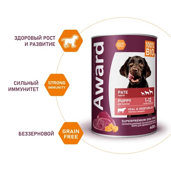 Еда для щенков Award Puppy (телятина с овощами)
