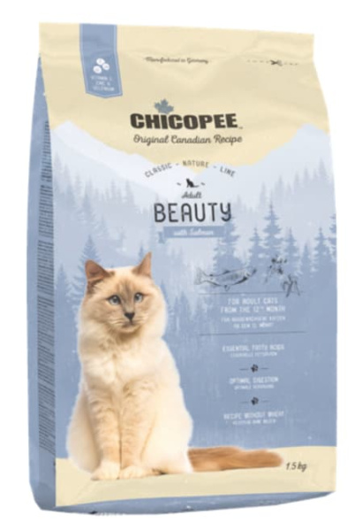 Сухой корм для кошек Chicopee CNL BEAUTY (лосось) сбалансированный корм для кота 