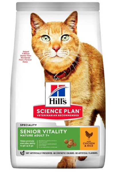 Сухой корм для пожилых кошек старше 7 лет Hill's Science Plan Senior Vitality (курица и рис)
