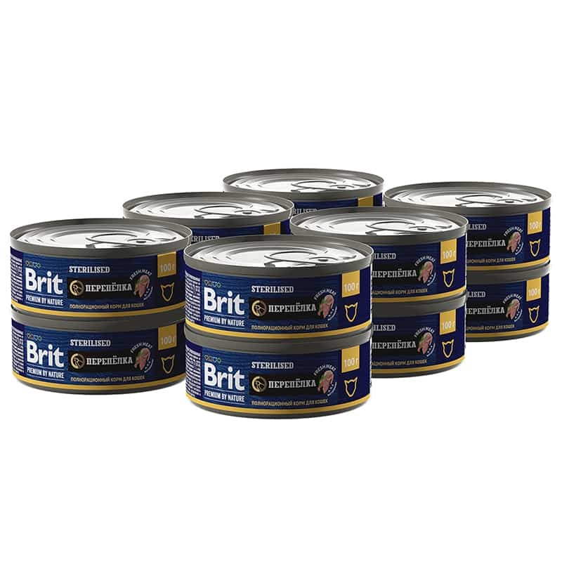 Полнорационный влажный корм для кошек Brit Premium Cat Sterilised (перепёлка)