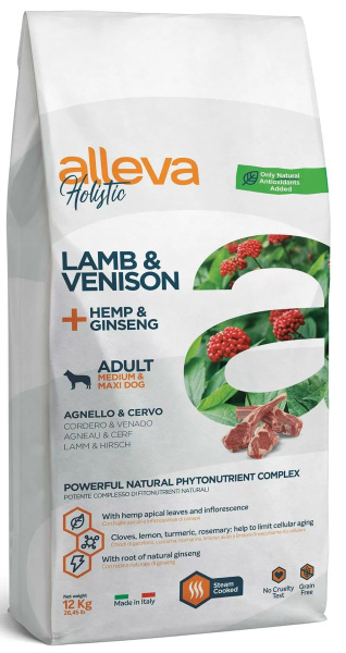 Пища для собак Alleva Holistic Adult Medium/Maxi Lamb & Venison