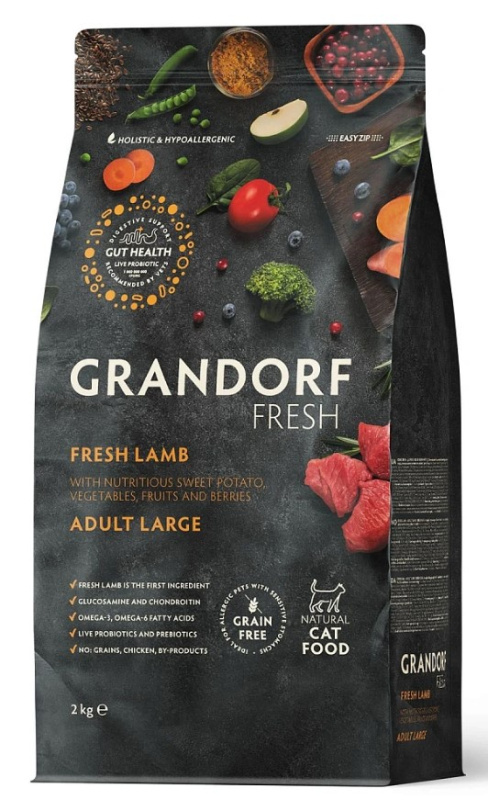Сухой корм для кошек крупных пород Grandorf Fresh Adult Cat Large Breed (ягненок, батат)