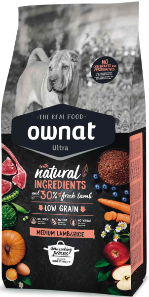 Каталог Сухой корм для собак OWNAT Ultra Medium Dog Lamb & Rice (ягненок) для собак