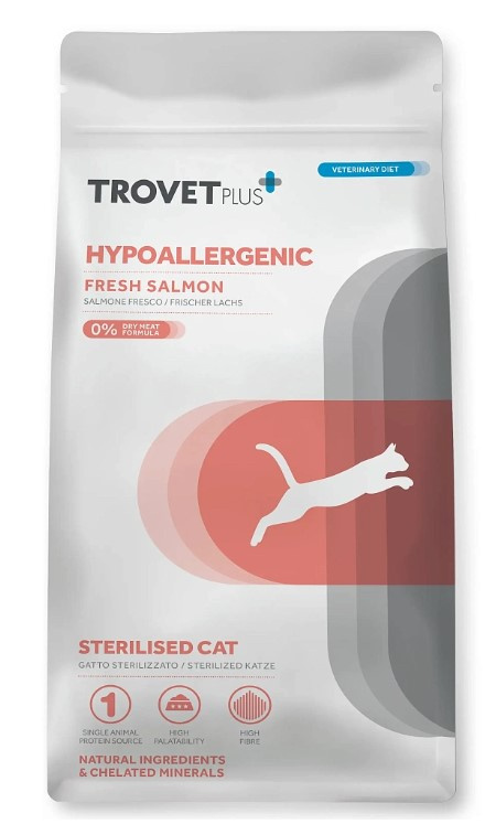 Сухой корм для кошек Trovet Plus Hypoallergenic Sterilised Vet Diet Adult (лосось)