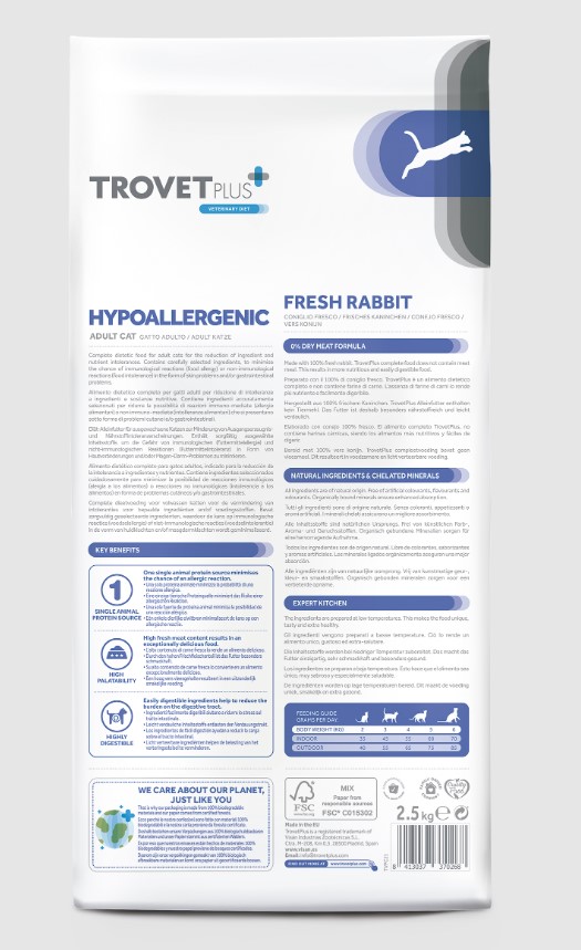 Сухой корм для кошек Trovet Plus Trovet Plus Adult CAT Hypoallergenic Fresh Rabbit (кролик)