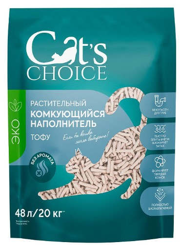 Наполнитель растительный комкующийся тофу Cat's choice (без аромата)