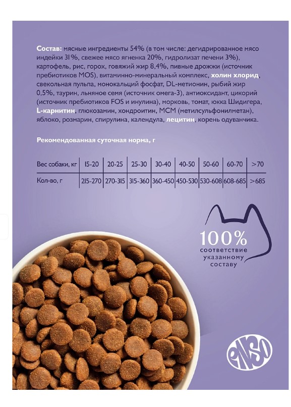 Сухой корм для собак Enso Dog Formula Special select Adult Medium/Maxi (ягненок, томат)