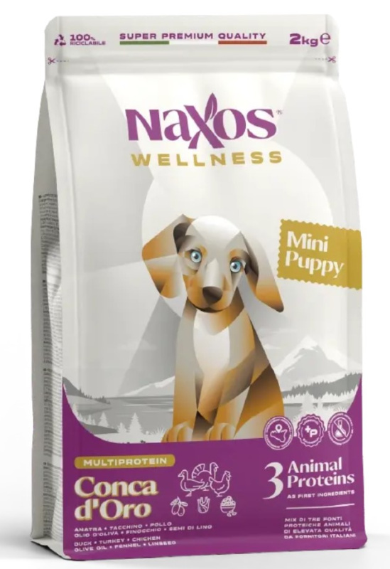 Каталог Сухой корм для щенков мелких пород Adragna Naxos Wellness Puppy Mini (утка, курица, индейка) для собак
