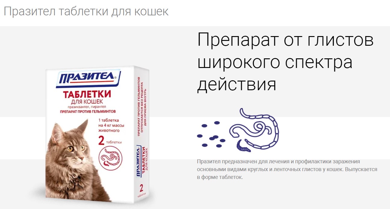 Празител таблетки от глистов для кошек