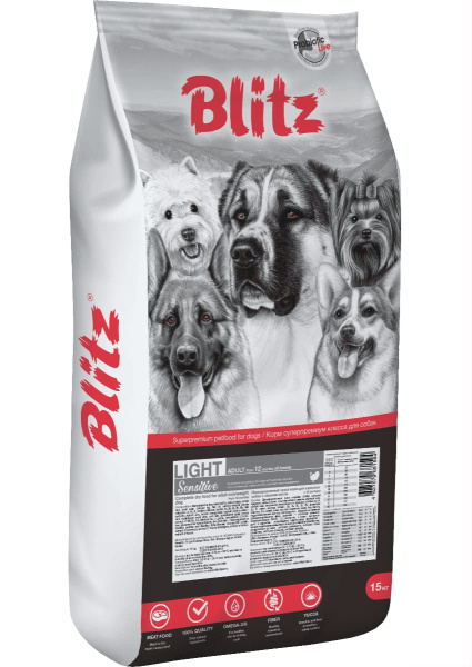 Каталог Сухой корм для собак Blitz Sensitive Light Adult Dog All Breeds для собак