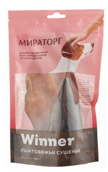 Лакомство сушеное Winner Уши говяжьи 50 г