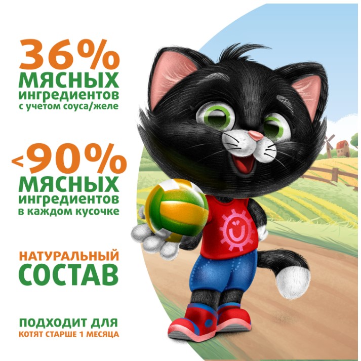 Влажный корм для котят Ферма кота Фёдора нежные кусочки в желе с ягненком