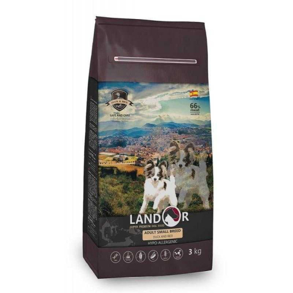 Каталог Сухой корм для собак LANDOR Dog Adult Small Breed (утка, рис) для собак