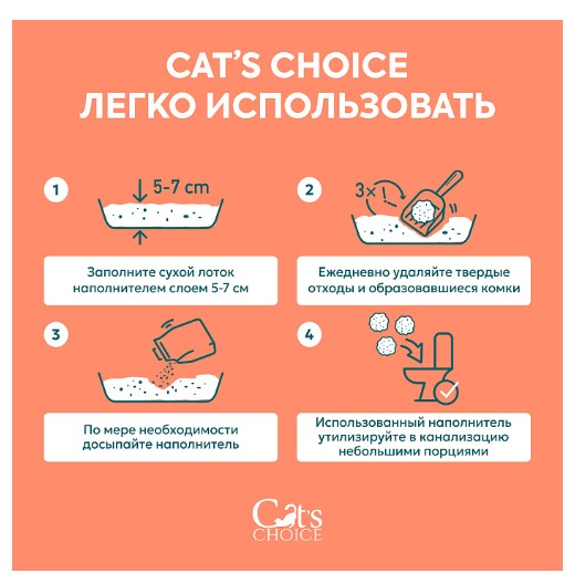 Наполнитель растительный комкующийся тофу Cat's choice (персик)