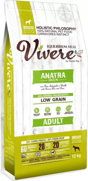 Пища Сухой корм для собак средних пород Vivere Dog Adult Medium (утка)