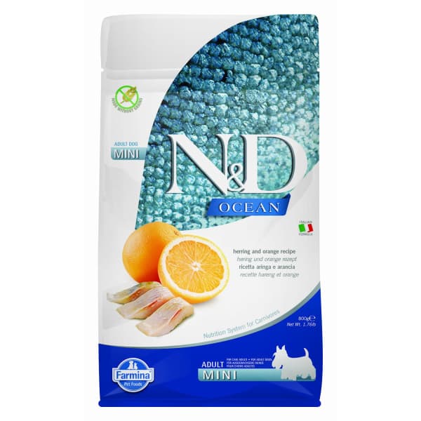 Питание для собак Сухой корм для собак Мини пород Farmina N&D Ocean Adult Mini (сельдь,апельсин)