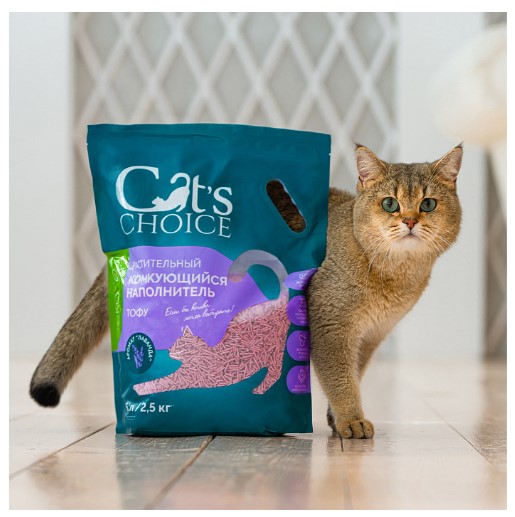 Наполнитель растительный комкующийся тофу Cat's choice (лаванда)