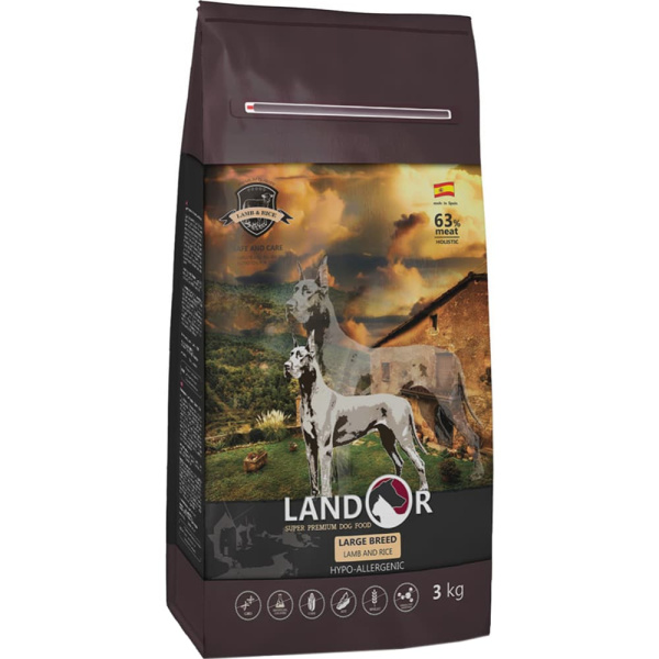 Каталог Сухой корм для собак LANDOR Dog Adult Large Breed (ягненок, рис) для собак