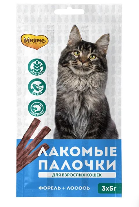 Лакомство Мнямс лакомые палочки 13,5 см для кошек с форелью и лососем