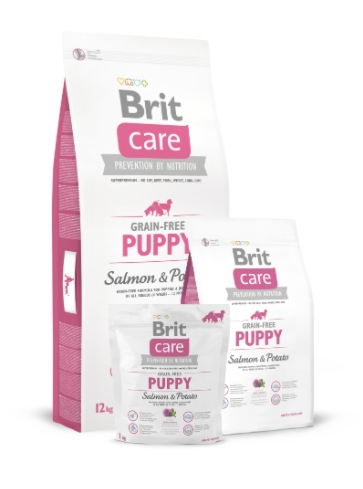 Каталог Сухой корм для щенков Brit Care Puppy Salmon&Potato (лосось с картофелем) для собак