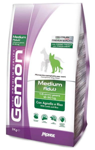 Каталог Сухой корм для собак Gemon Dog Medium Adult (ягненок, рис) для собак