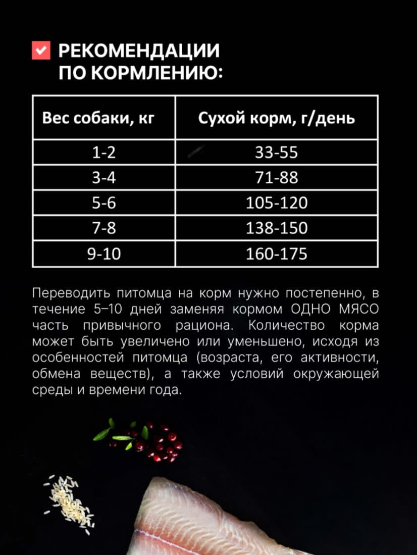 Сухой корм для собак мелких пород Одно Мясо Mini Adult Dog (белая рыба)
