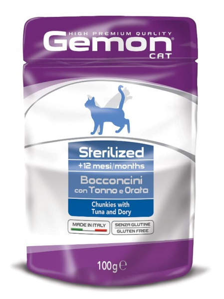 Питание для кошек Gemon Cat Sterilised (тунец, дори)