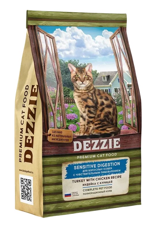Сухой корм для кошек DEZZIE Sensitive Digestion Adult Cat (индейка,курица)
