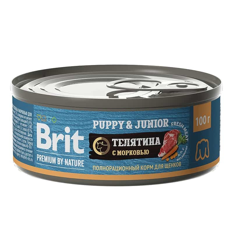 Консервы для собак Brit Premium Dog (телятина, морковь)
