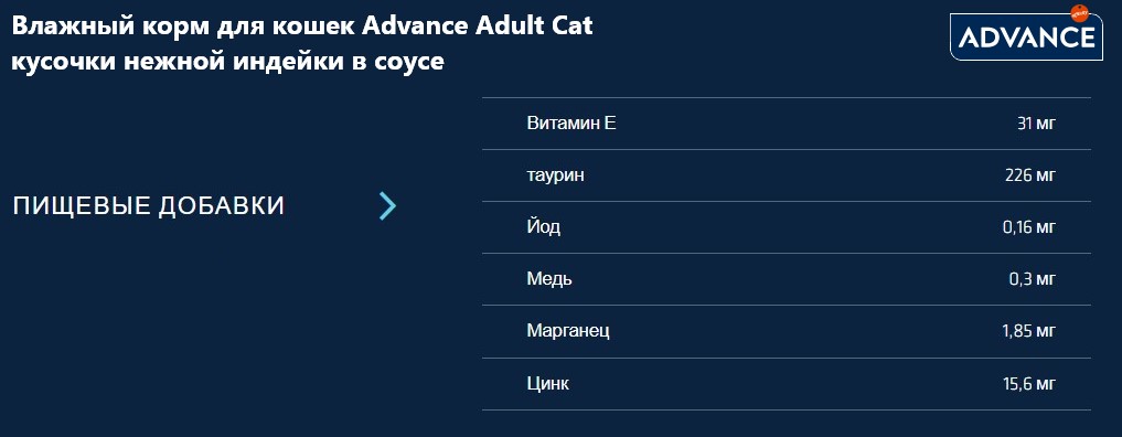 Влажный корм для кошек Advance Adult Cat кусочки нежной индейки в соусе