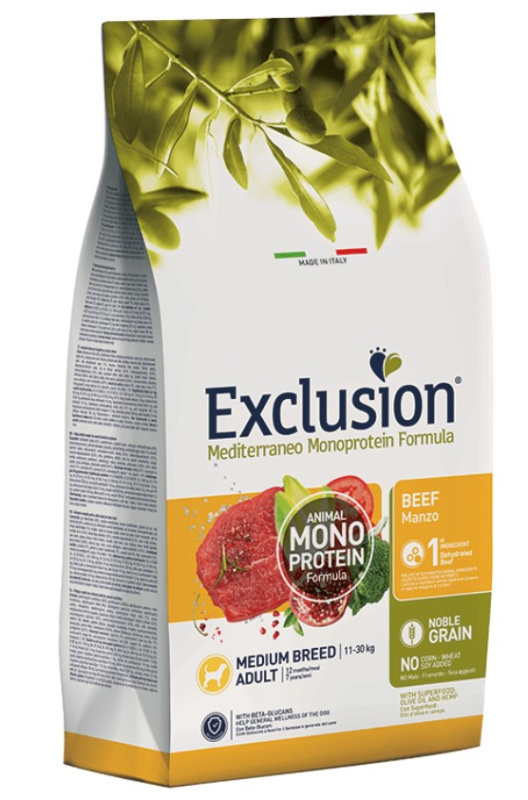 Каталог Сухой корм для собак EXCLUSION Monoprotein Noble Grain Adult Medium (говядина) для собак